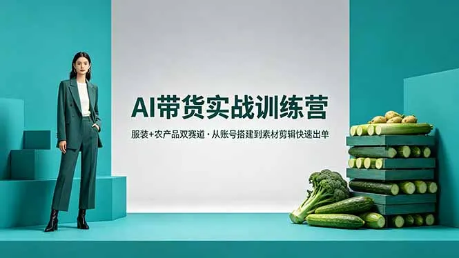 AI带货实战训练营，服装+农产品双赛道，从账号搭建到素材剪辑快速出单-资源分享