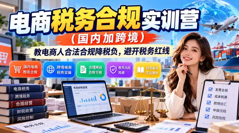 电商税务合规实训营(国内加跨境)，教电商人合法合规降税负，避开税务红线-资源分享