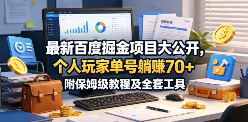 最新百度掘金项目大公开，个人玩家单号躺賺70+，附保姆级教程及全套工具【揭秘】-资源分享