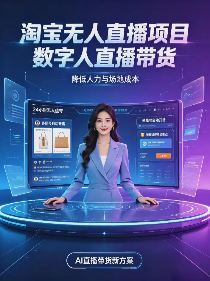 淘宝AI无人直播带货，24小时自动开播低门槛副业，无需真人长时间出镜，持续引流出单【揭秘】-资源分享