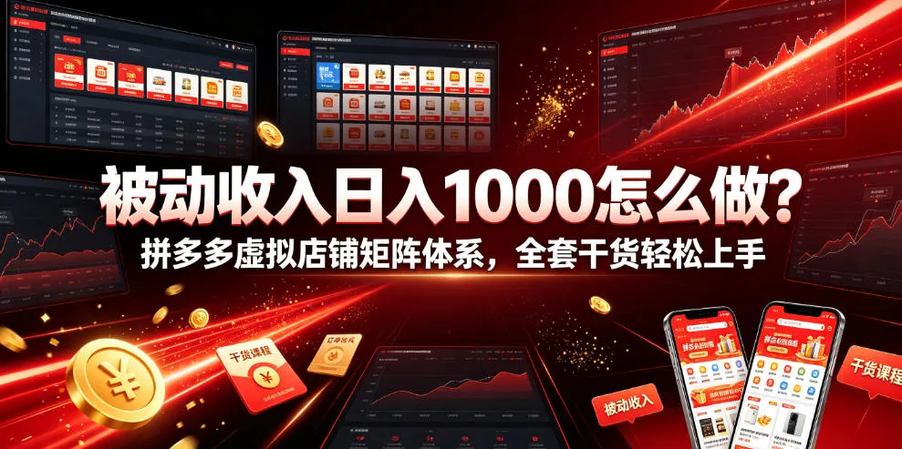 被动收入日入1000怎么做？拼多多虚拟店铺矩阵体系，全套干货轻松上手【揭秘】-资源分享