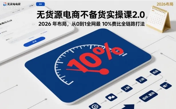 无货源电商不备货实操课2.0，2026年布局，从0到1全网最低10%费比全链路打法【更新26年5月】-资源分享