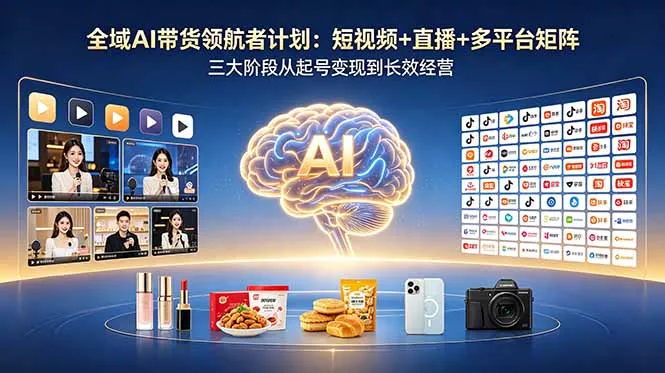 全域AI带货领航者计划：短视频+直播+多平台矩阵，三大阶段从起号变现到长效经营-资源分享