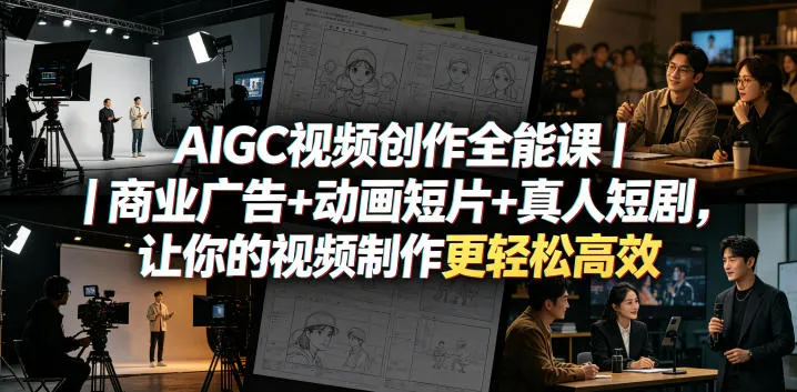 AIGC视频创作全能课｜商业广告+动画短片+真人短剧，让你的视频制作更轻松高效-资源分享