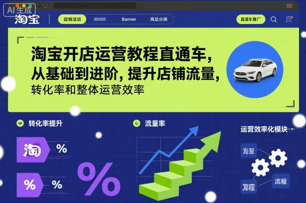淘宝开店运营教程直通车，从基础到进阶，提升店铺流量，转化率和整体运营效率(更新26年05月27日)-资源分享