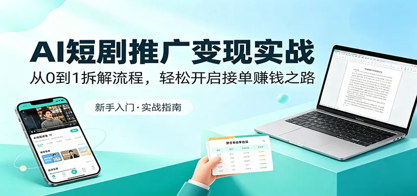 AI短剧推广变现实战：从0到1开启赚钱之路 - 轻创方舟-资源分享