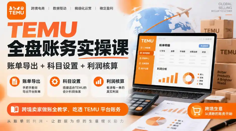 TEMU全盘账务实操课｜账单导出+科目设置+利润核算，跨境卖家做账全教学，吃透TEMU平台账务-资源分享