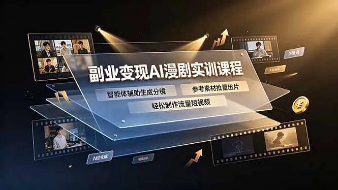 副业变现AI漫剧实训课程，智能体辅助生成分镜，参考素材批量出片，轻松制作流量短视频-资源分享