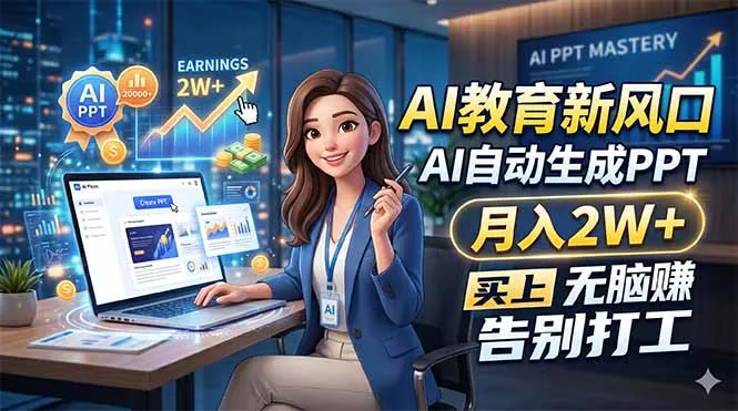 AI教育新风口，AI自动生成PPT，月入2W+，无脑赚，告别打工-资源分享