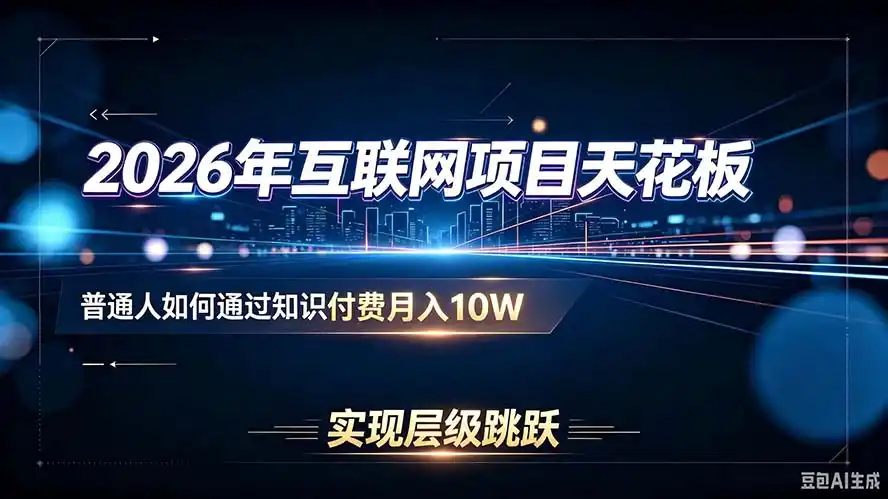 2026年互联网项目天花板：普通人如何通过知识付费月入10W，实现层级跳跃-资源分享