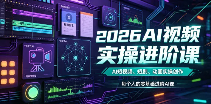 2026AI视频实操进阶课，AI短视频、短剧、动画实操创作，每个人的零基础进阶ai课-资源分享