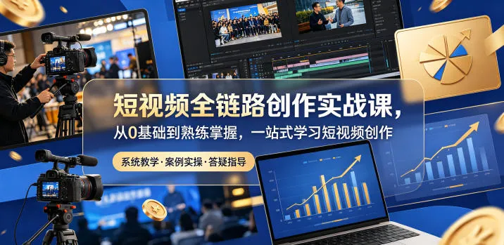 短视频全链路创作实战课，从0基础到熟练掌握，一站式学习短视频创作-资源分享
