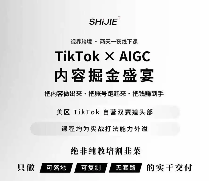 图片[1]-AIGC×TikTok美区短视频带货线下课；两天一夜完整回放，12小时高清视频收录头部操盘手全流程教学-资源分享