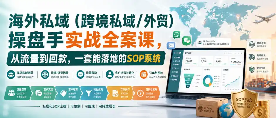海外私域(跨境私域/外贸)操盘手实战全案课，从流量到回款，一套能落地的SOP系统-资源分享