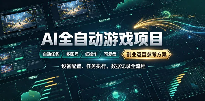 AI全自动游戏躺賺副业：日入几百，稳定运行三年的项目！【揭秘】-资源分享