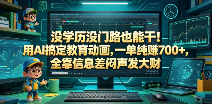 没学历没门路也能干！用AI搞定教育动画，一单纯賺700+，全靠信息差闷声发大财【揭秘】-资源分享