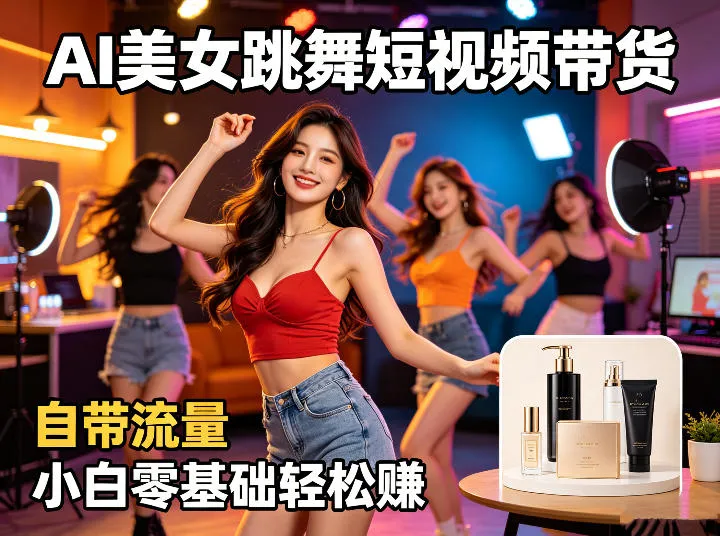 AI美女跳舞短视频带货：自带流量，小白零基础轻松賺，详细拆解-资源分享