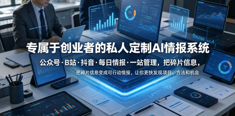 专属于创业者的私人定制AI情报系统，公众号·B站·抖音·每日情报·一站管理，把碎片信息变成可行动情报，让你更快发现项目、方法和机会-资源分享