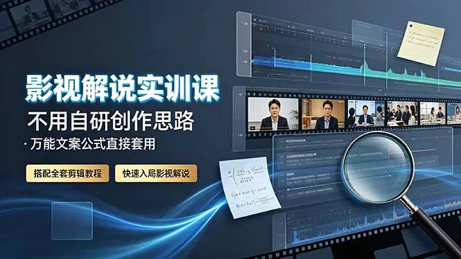 影视解说实训课：不用自研创作思路，万能文案公式直接套用，搭配全套剪辑教程，快速入局影视解说-资源分享