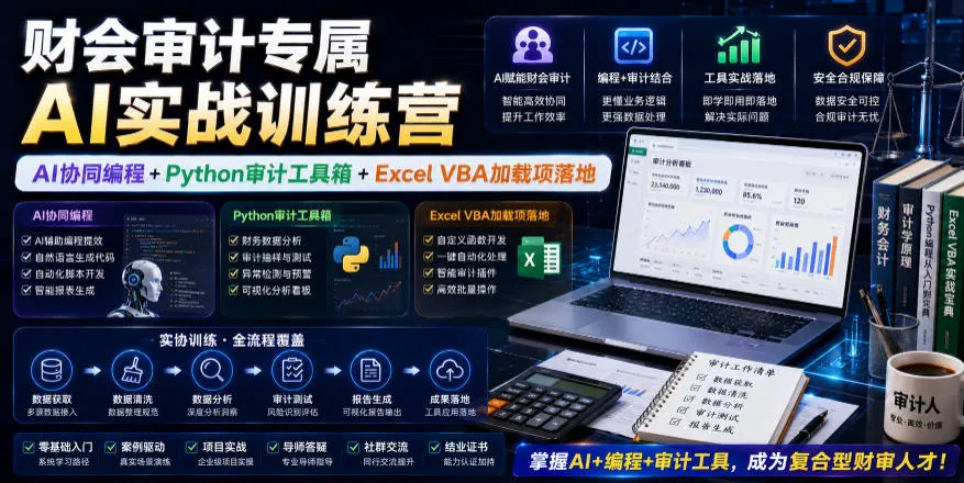 财会审计专属AI实战训练营｜AI协同编程+Python审计工具箱+Excel VBA加载项落地(更新0710)-资源分享