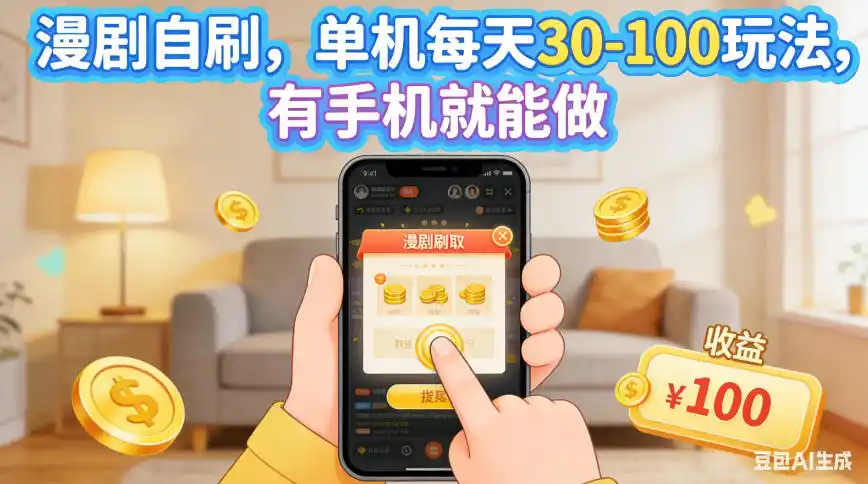 漫剧自刷，单机每天30-100玩法，有手机就能做，可矩阵操作放大收益【揭秘】-资源分享
