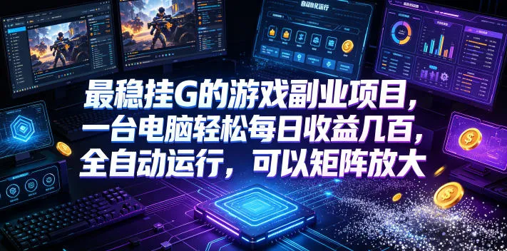 最稳挂G的游戏副业项目，一台电脑轻松每日收益几百，全自动运行，可以矩阵放大【揭秘】-资源分享