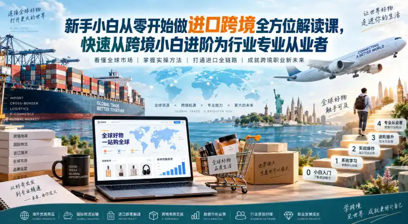 新手小白从零开始做进口跨境全方位解读课，快速从跨境小白进阶为行业专业从业者-资源分享