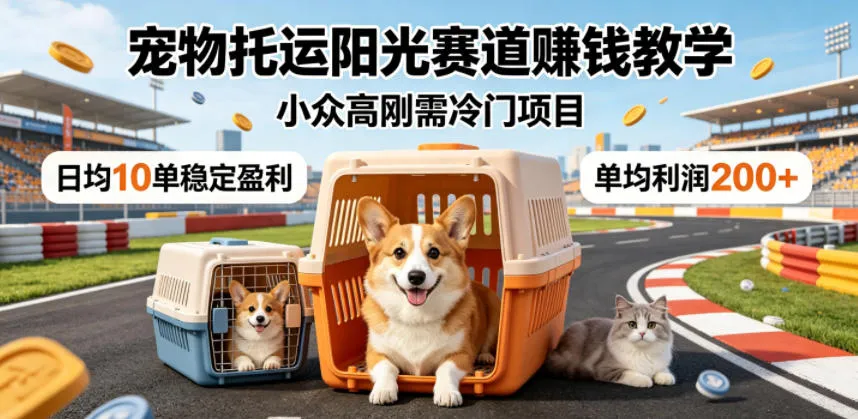 宠物托运阳光赛道賺钱教学，小众高刚需冷门项目，日均10单稳定盈利，单均利润200+-资源分享
