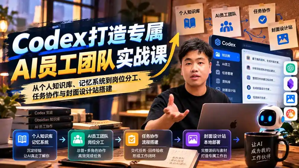 【无水印】Codex打造专属AI员工团队实战课：从个人知识库、记忆系统到岗位分工、任务协作与封面设计站搭建-资源分享