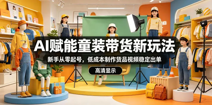AI童装带货：新手零基础起号，低成本制作视频稳定出单 - 轻创方舟-资源分享