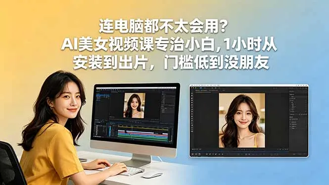 连电脑都不太会用？AI美女视频课专治小白，1小时从安装到出片，门槛低到没朋友-资源分享