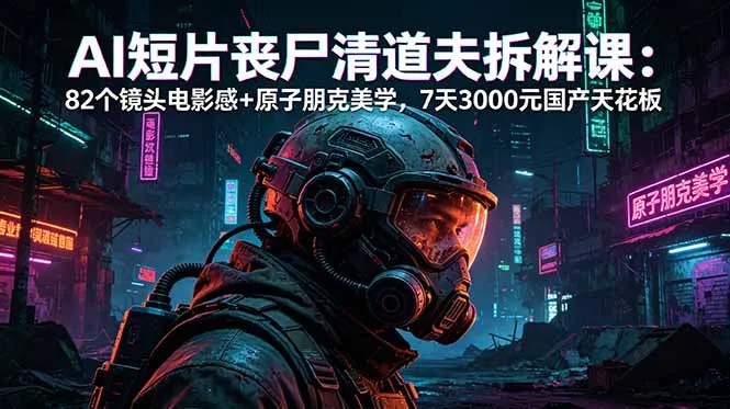 AI短片《丧尸清道夫》拆解课：82个镜头电影感+原子朋克美学，7天3000元国产天花板-资源分享