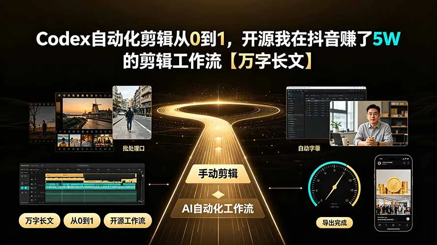 Codex自动化剪辑从0到1，开源我在抖音赚了5W 的剪辑工作流【万字长文】-资源分享