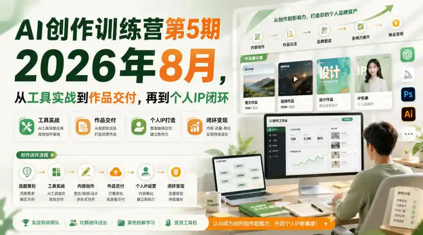 AI创作训练营第5期2026年8月，从工具实战到作品交付，再到个人IP闭环(更新0910)-资源分享